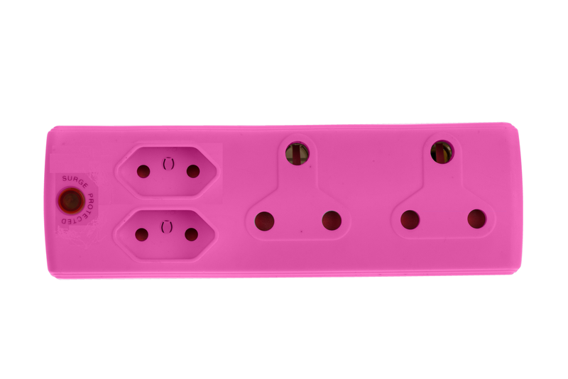 Electricmate 2X16AMP+2x5 3Pin Adaptor - Pink