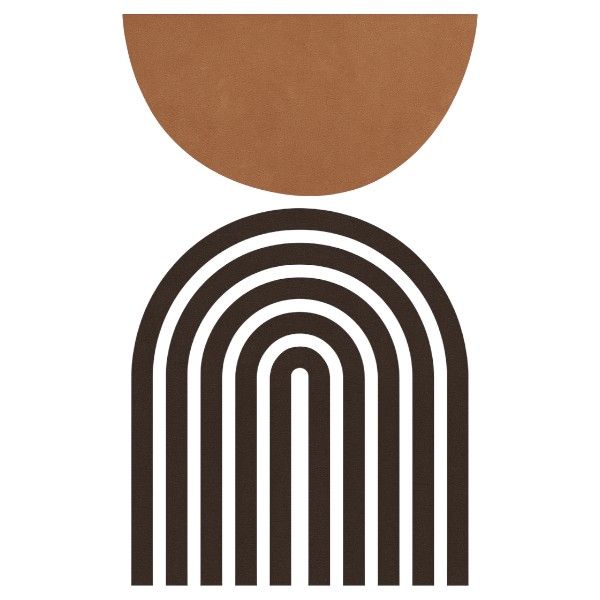Mid-Century Half-Circle &amp; Arch Abstract Canvas Wall Art - Brown &amp; Black