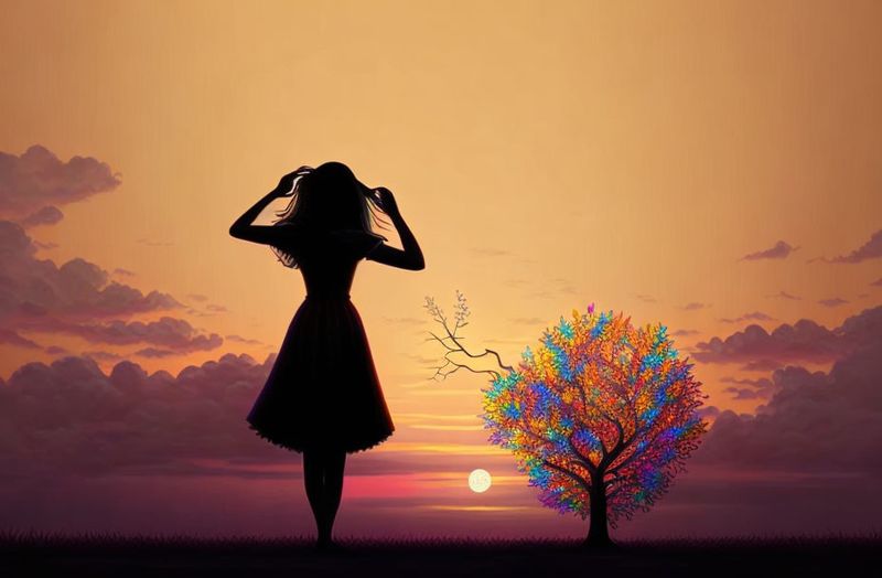 Canvas Wall Art - Girl Tree Artwork