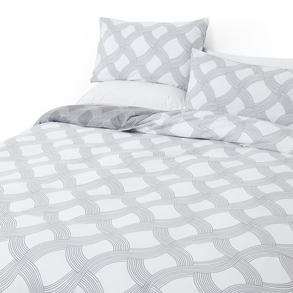 George &amp; Mason Mircofibre Duvet Set Gallery Grid Grey