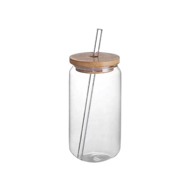 380ml Glass Travel Cup with Bamboo Lid &amp; Straw