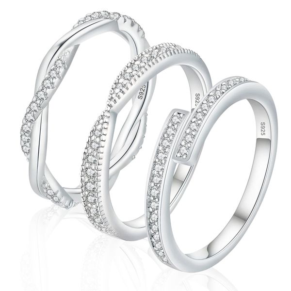 Colton James Moissanite &amp; 925 Sterling Silver Fashion Ring Triple Bundle