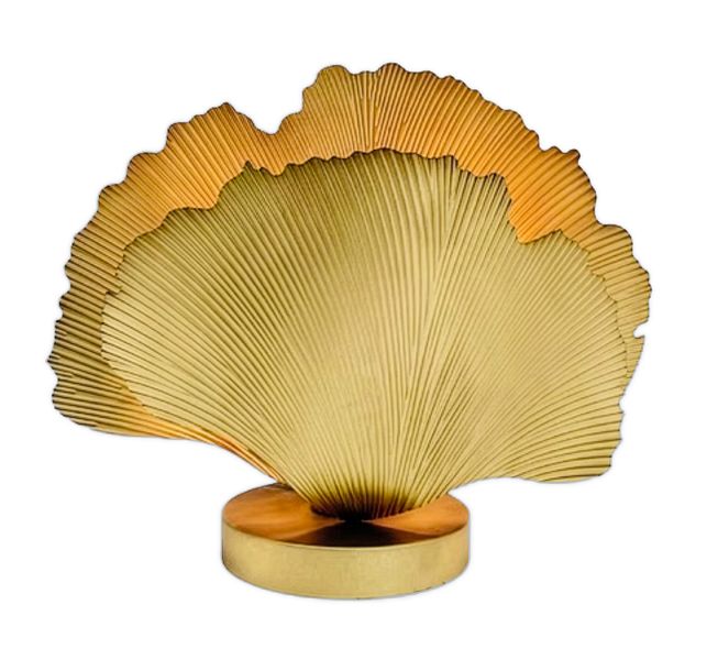 Beautiful Organic Ginkgo Biloba Gold Table-Top Lamp Tactile Handworked