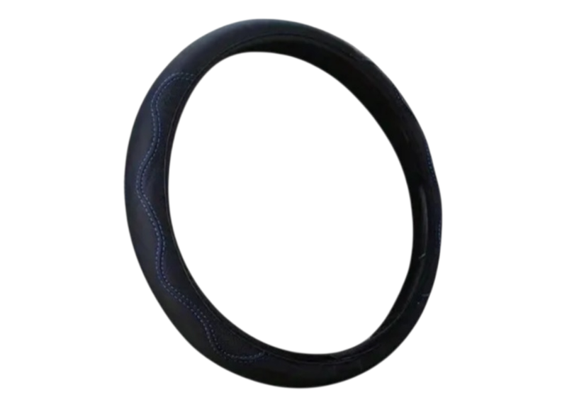 Universal Synthetic Faux Leather Steering Cover 35.56-38.1cm (Black Blue)