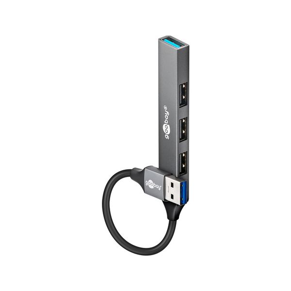 Goobay Slim 4-Port USB Hub, USB-A to 1 x USB-A 3.2 and 3 x USB-A 2.0