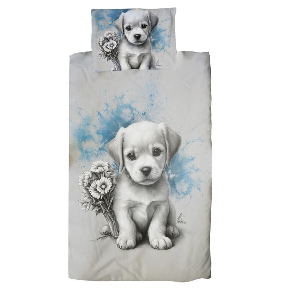 Blue Puppy Cot Duvet Set By Nathan Pieterse image