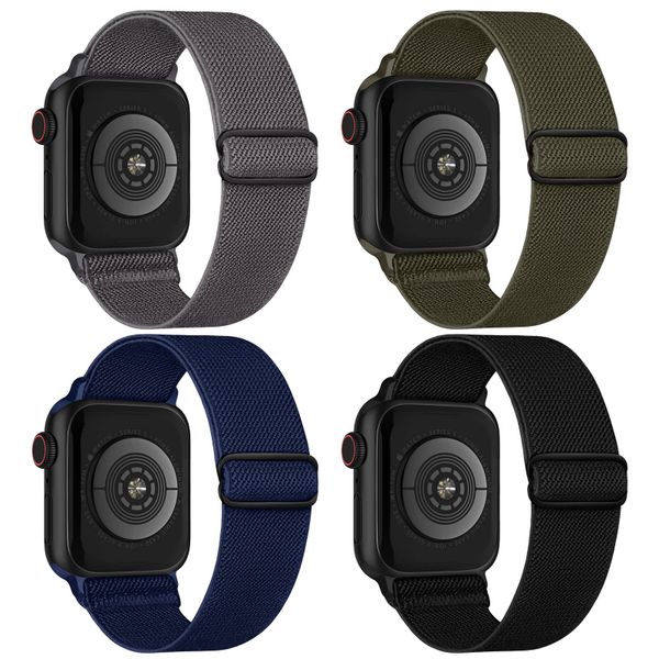 4 Pack Stretchy Solo Loop Compatible with Apple Watch Band 42/44/45/46mm