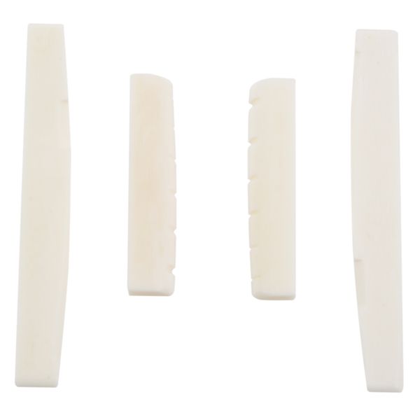 2 Sets of 4pcs 6 String Acoustic Guitar Bone Bridge Saddle &amp; Nut Made