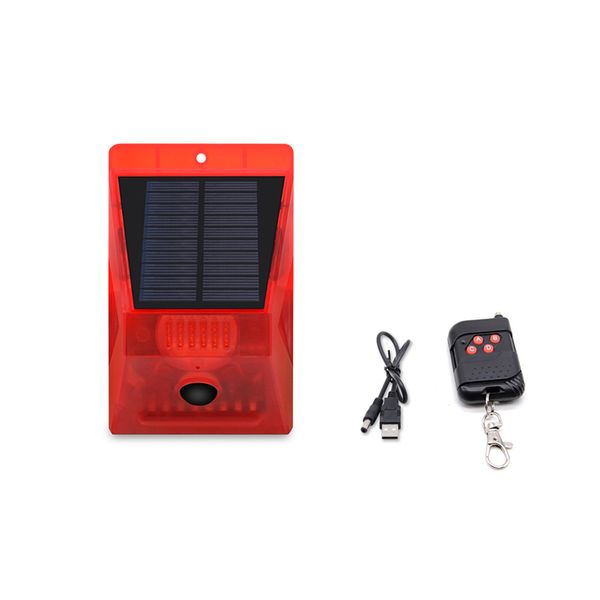 Motion Sensor Security Solar Alarm Lamp Red + Remote Control 2pcs - MRUL