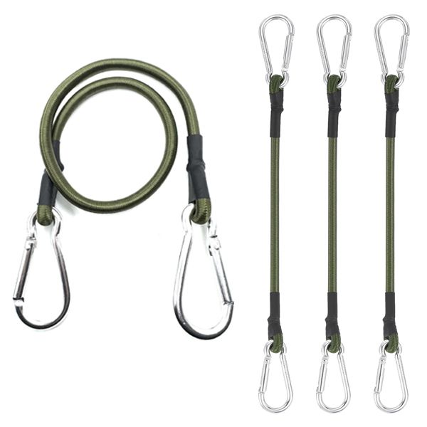 4 Piece Carabiner Bungee Cords with Hooks - Heavy Elastic Straps,24