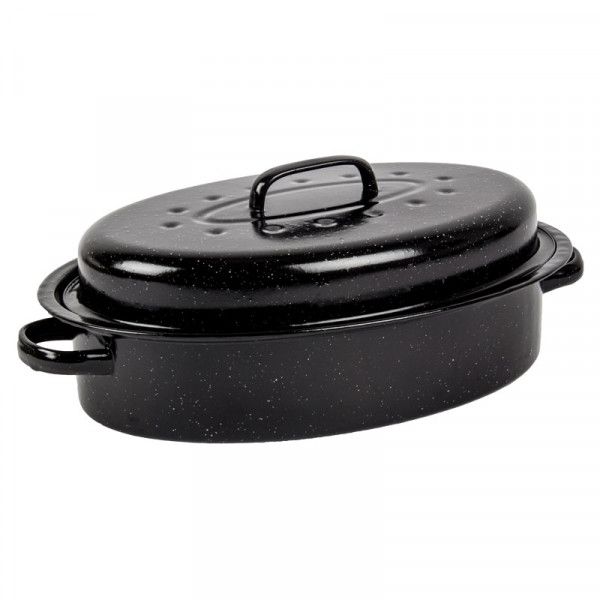 Kaufmann Oval Enamel Coated Pan + Lid 37.5X26.25X6.2 5L