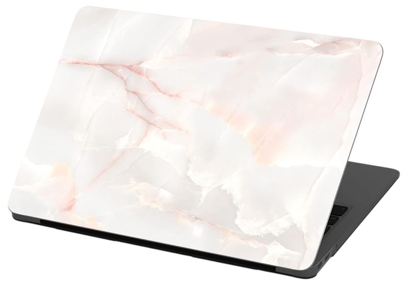 Hard-Shell Marble Pattern Protective Case Compatible with MacBook Air M2 - White &amp; Pink