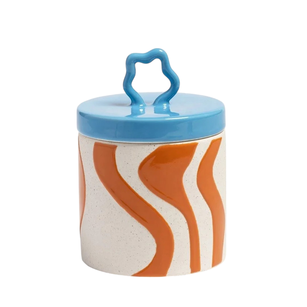 Zig Zag Canister Light Blue &amp; Orange