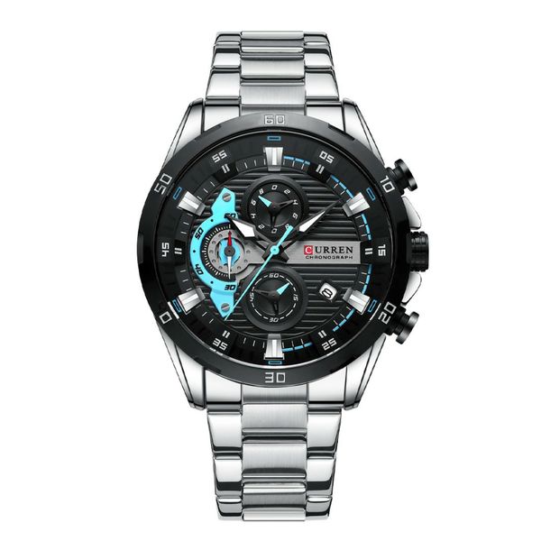 Curren Multifunctional Chronograph Luxury Men's Nomad Watch Silver &amp; Blue