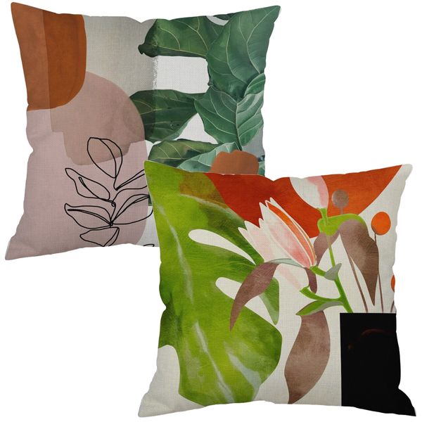 Home Decor Sofa Cushion Cover Leaves - Set of 2 - 45cm