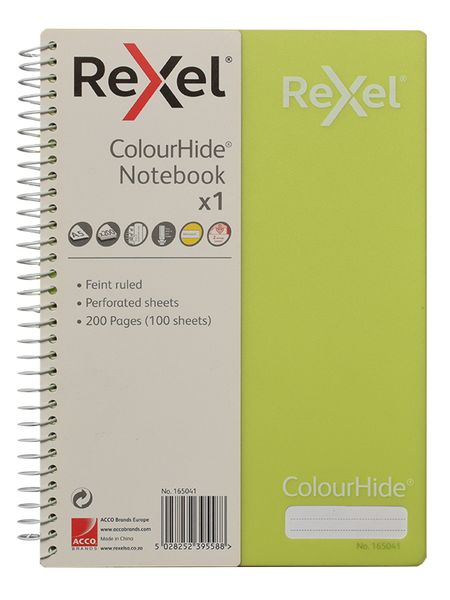 Rexel Notebook A5 Feint and Ruled Perforated Pages- Lime