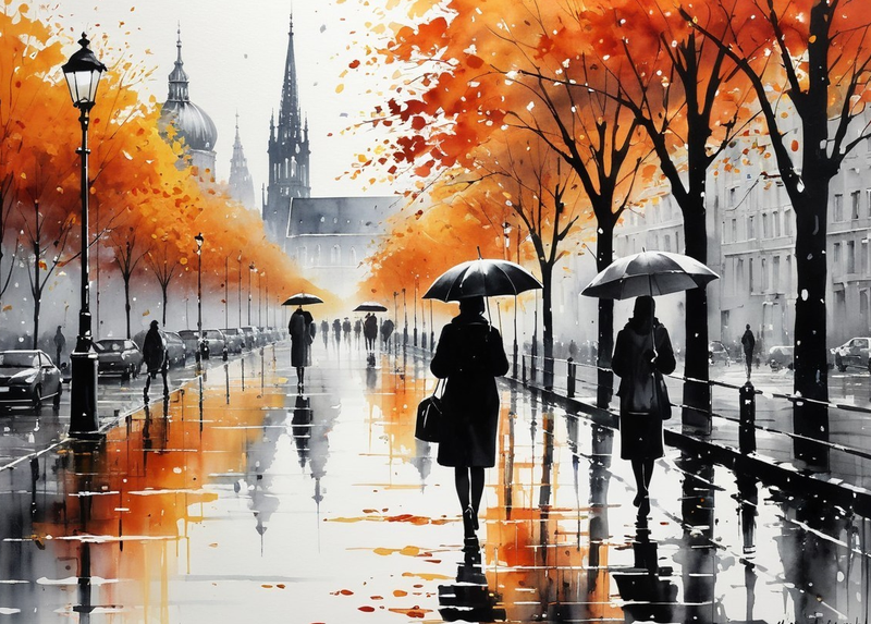 Modern Canvas Wall Art Home Decor - Rainy Autumn