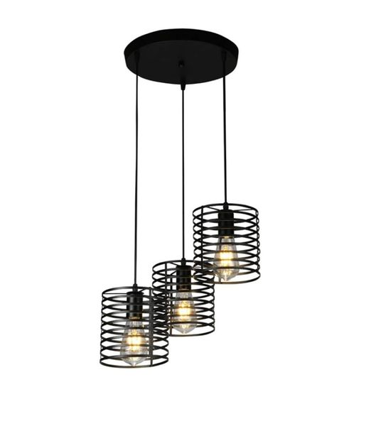3-Light Retro Industrial Light Metal Wire Cage Pendant Lamp-MRUL
