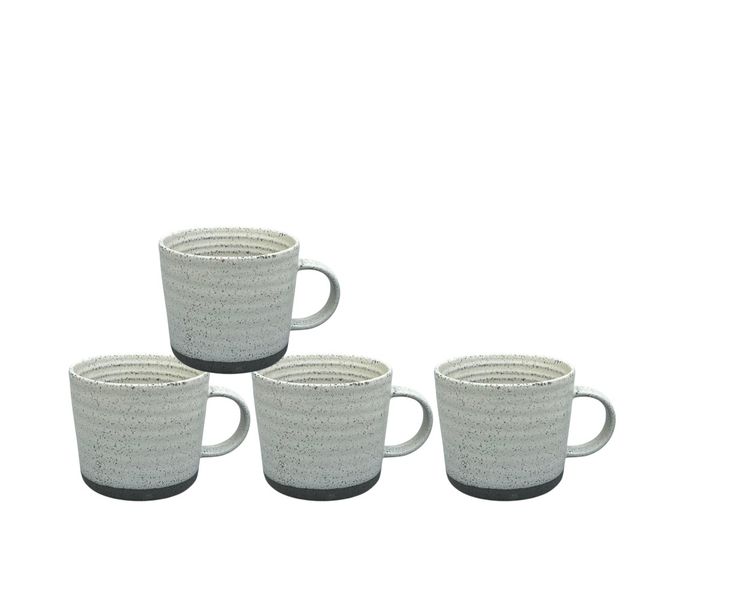 Glaze Tea &amp; Coffee Mug Set with Rim - White 4 Piece, 500ml Each.