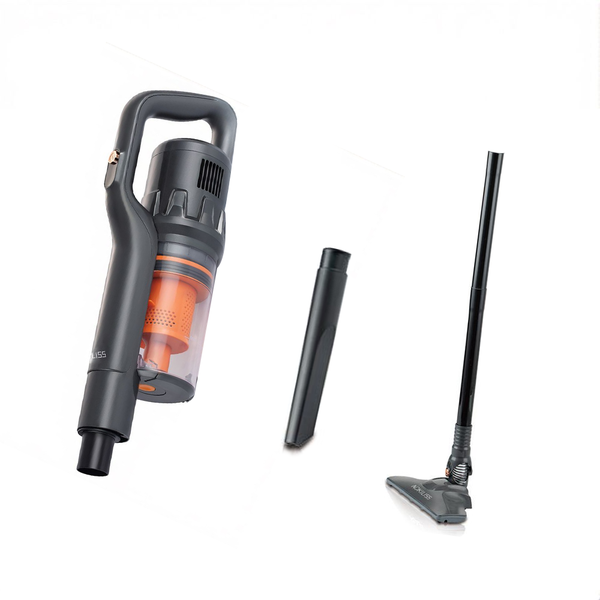 Black-Orange Handheld Vacuum Includes a hair-specific vacuum cleaner head