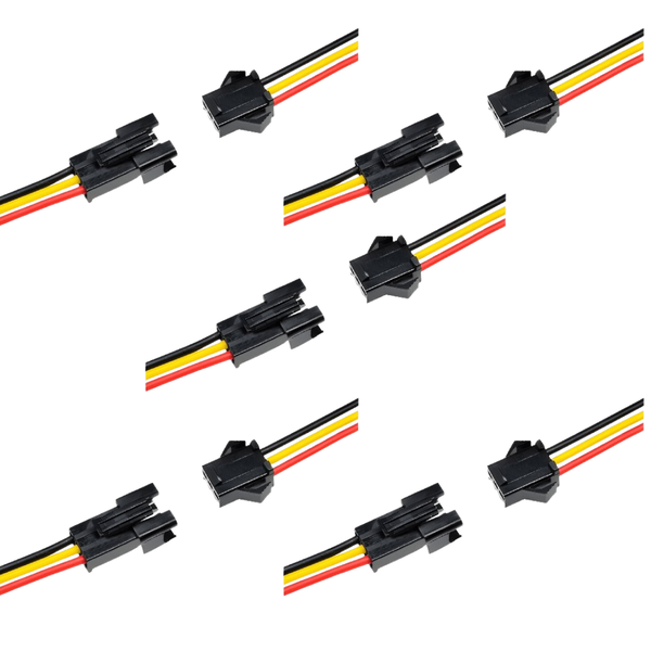 HKD 3-Pin Lockable JST Connector Pair with 15cm Cable - 5 Sets