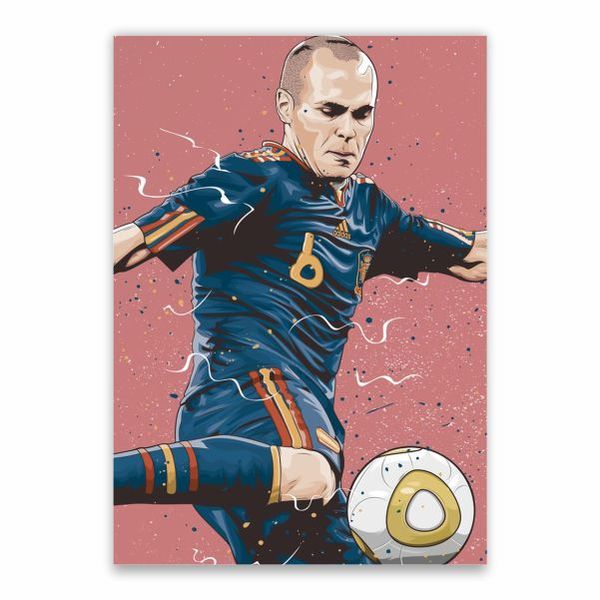 Iniesta Cartoon Poster - A1