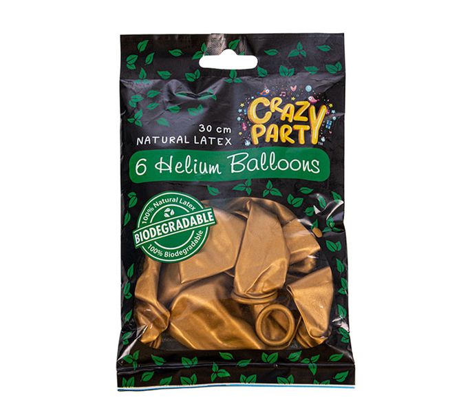 Helium Balloons - Biodegradable - 6 Piece - Gold - 30cm - 24 Pack