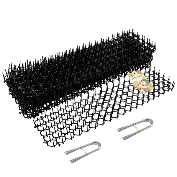 12 Pieces 49 x 13cm Anti Cat Spikes with 24 U-shaped Pegs