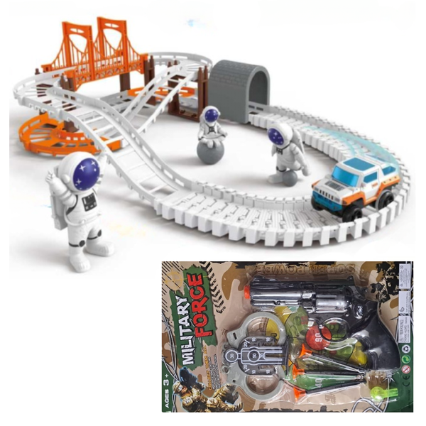 Educational DIY Outer Space Track Set With Toy Gun Set