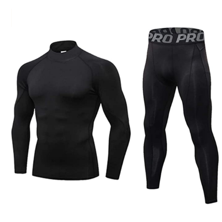 Mens Workout Compression Set Tights and Long Sleeve Shirt Set, Shop Today.  Get it Tomorrow!