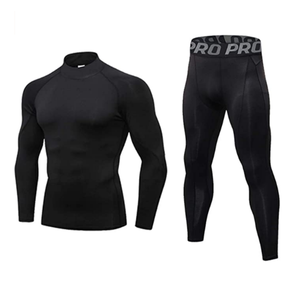 Mens Workout Compression Set Tights and Long Sleeve Shirt Set | Shop ...