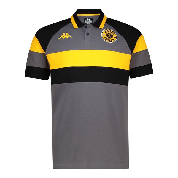 Kappa Men's Kaizer Chiefs Slim Fit Golfer - Grey/Black/Yellow