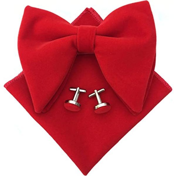 3 in 1 Oversized Bow Tie Velvet Tuxedo Set