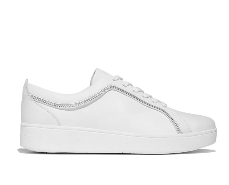 FitFlop Rally Crystal-Trim Leather Urban White