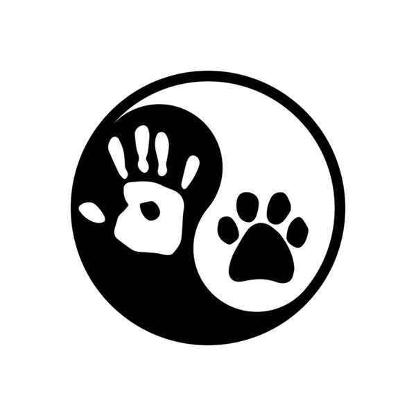 Yin &amp; Yang Paw &amp; Hand - Car Decal Vinyl Sticker
