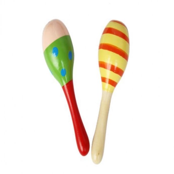 Wooden Cartoon Bell Small Sand Hammer And Sand Ball For Baby To Grasp Toys