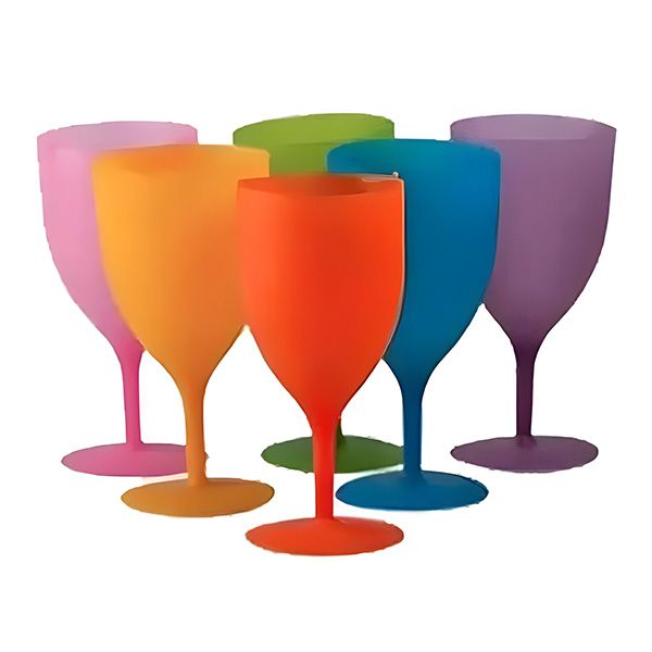 Elite Plastic Flute Wine Glass Assorted Colour - 6 pack