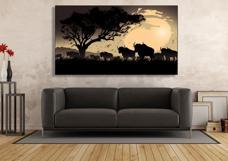 Canvas Wall Art - Buffalo Stampede Abstract - HC1096