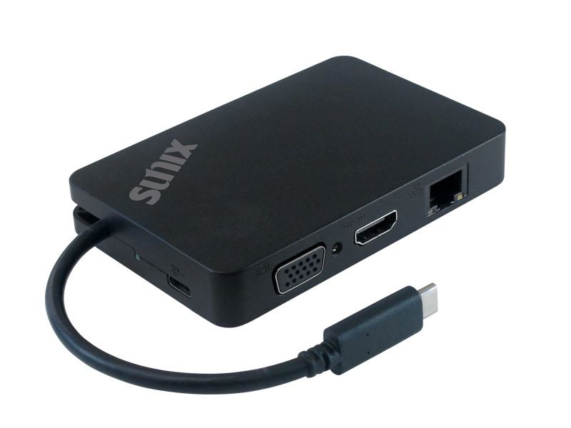 Sunix CCV50PB Universal USB Type-C Portable Mini Dock Plus Power Charging