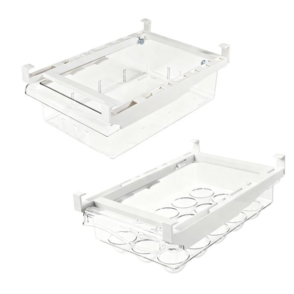 2Pack Fridge Drawer Organizers, Adjustable Slide-Out Storage Box for Egg