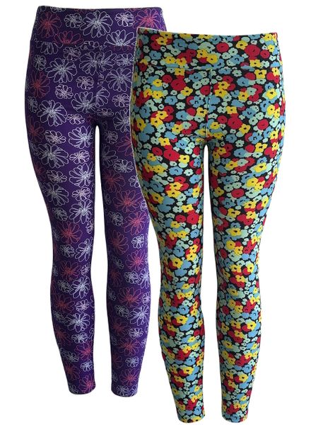 LulaRoe Floral Print Polyester Full Leggings - 2 Pack - S/M