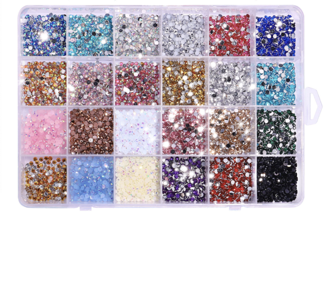 3500 Pieces Resin 24 Grid Fluorescent Electroplating AB DIY