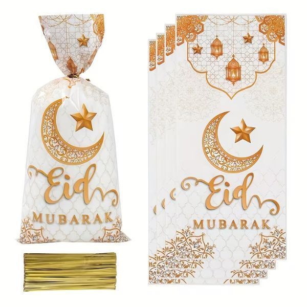 20 Piece Eid Mubarak Gift Bags with Gold Ties