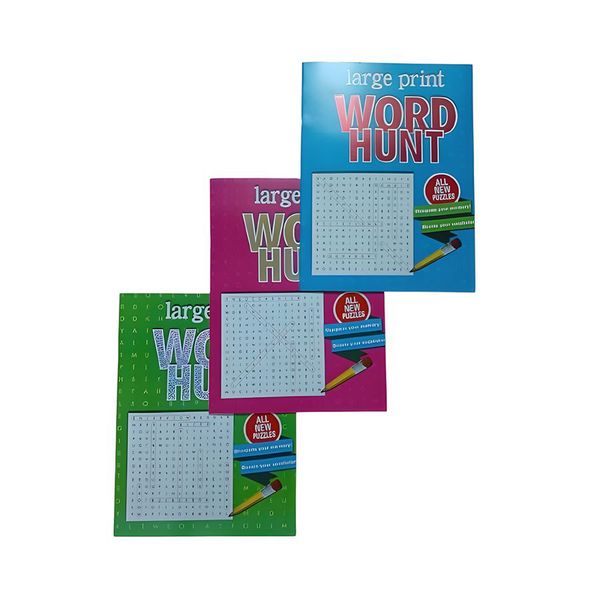Large Print Word Search/Hunt Puzzle Books In 3 Colors