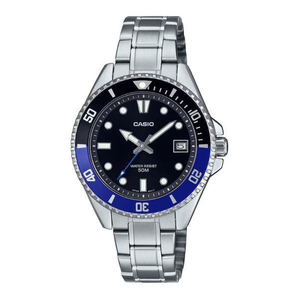 Casio Mens Silver Leisure Metal Strap Watch-MDV-10D-1A2VDF