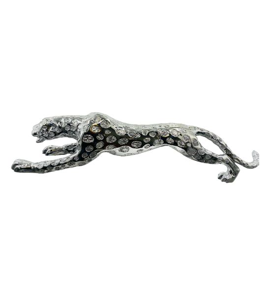 99cm Silver Jaguar Sculptor - Modern Animal Statue for Home Décor