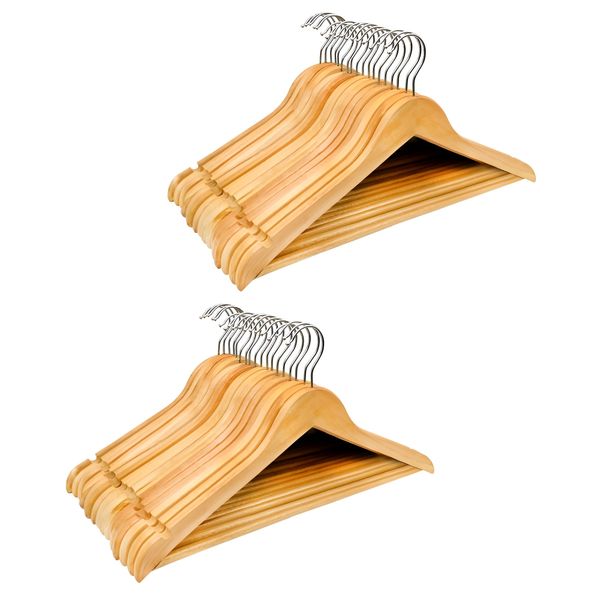 40 piece Wooden Clothes Hangers with Swivel Chrome Hooks - Walnut Brown
