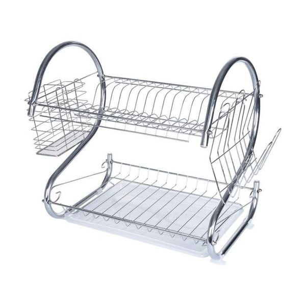 Space-Saving Kitchen Dish Rack - 2 Tiers