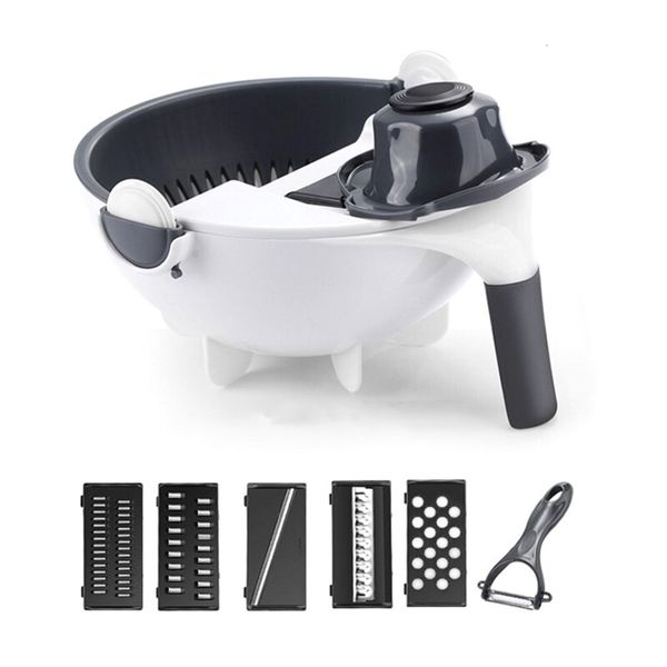 Magic Multi-functional Rotate Vegetable Cutter With Drain Basket