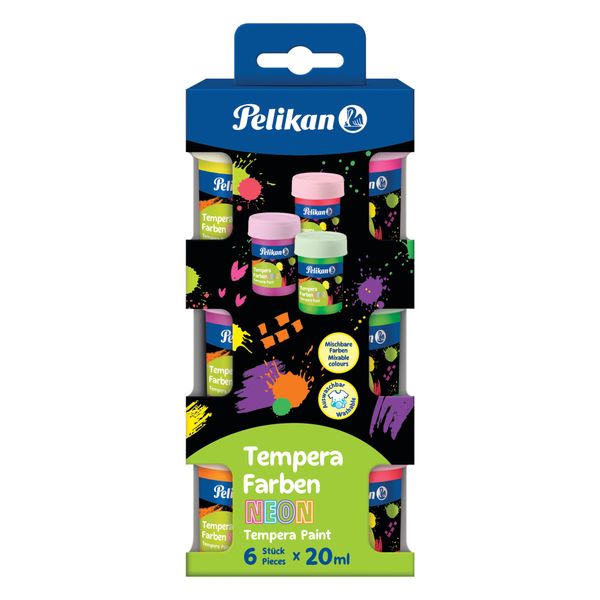 Pelikan Tempera paint 20ml Neon colours assorted, 6 pieces